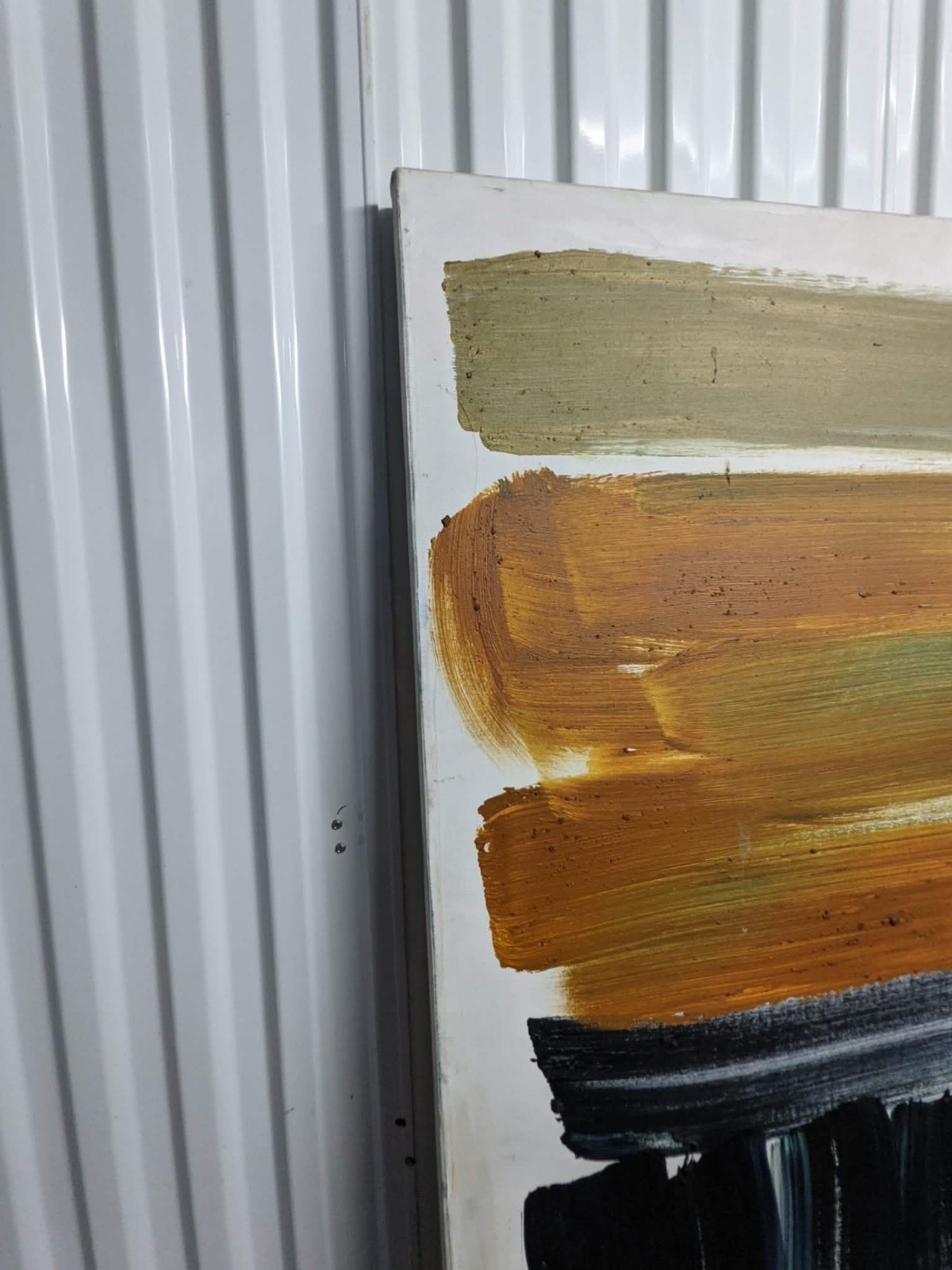 «Gold Point to White» – Original Abstract Oil Painting 72×60 in.