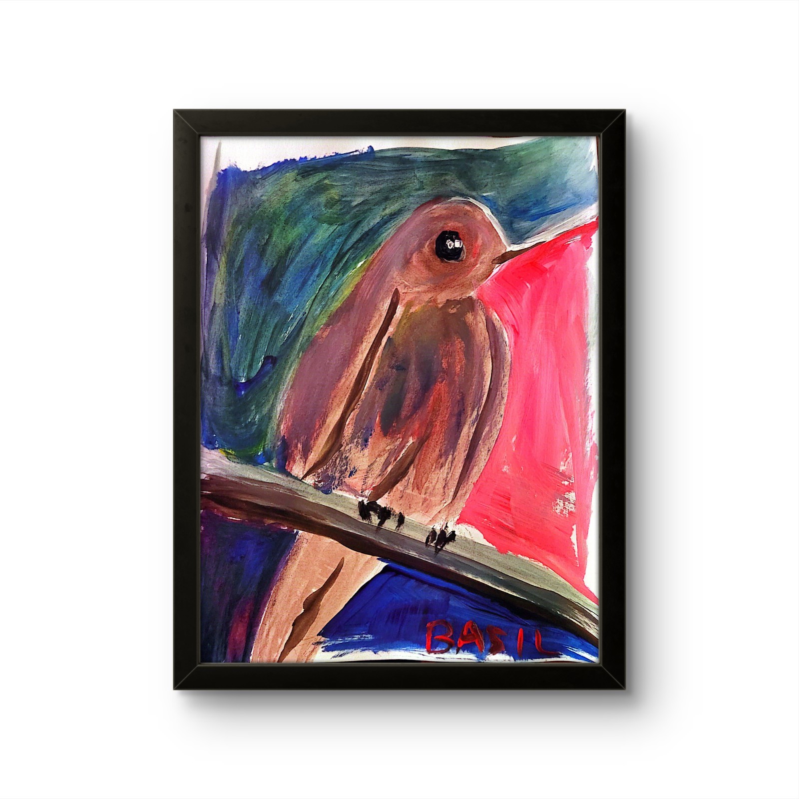 Mourning Dove Bold Color Modern Abstract Art Original 11×14 Paper