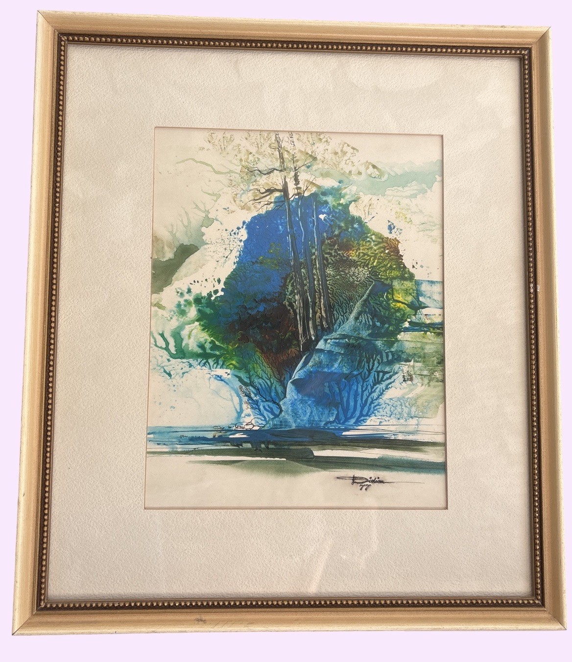 Abstract Watercolor Painting Framed Matted Framed Wall Decor Imagine 1977 Didion