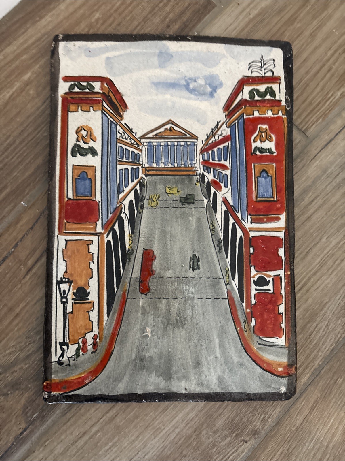 Vintage painting «italy» On Stone- Heavy 13″ x 9″