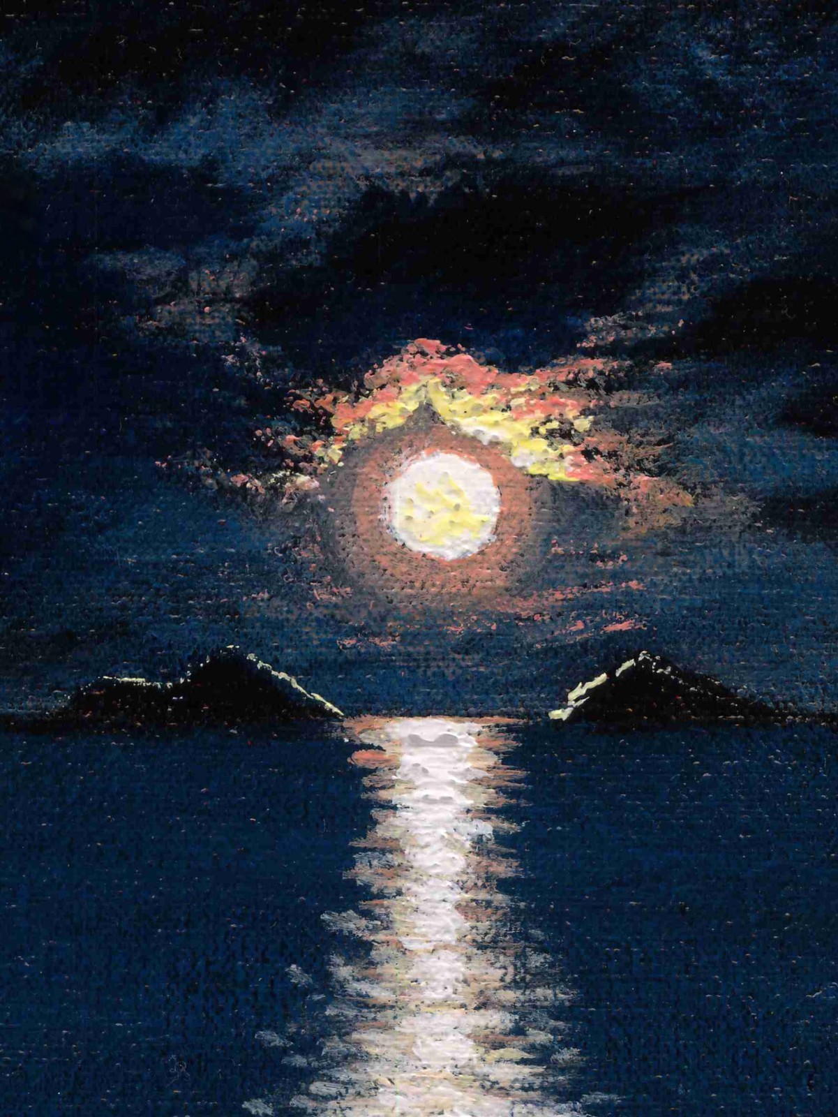 MOON V – Original Oil Miniature 6″x4″ | Moon Reflections Series | NO FRAME