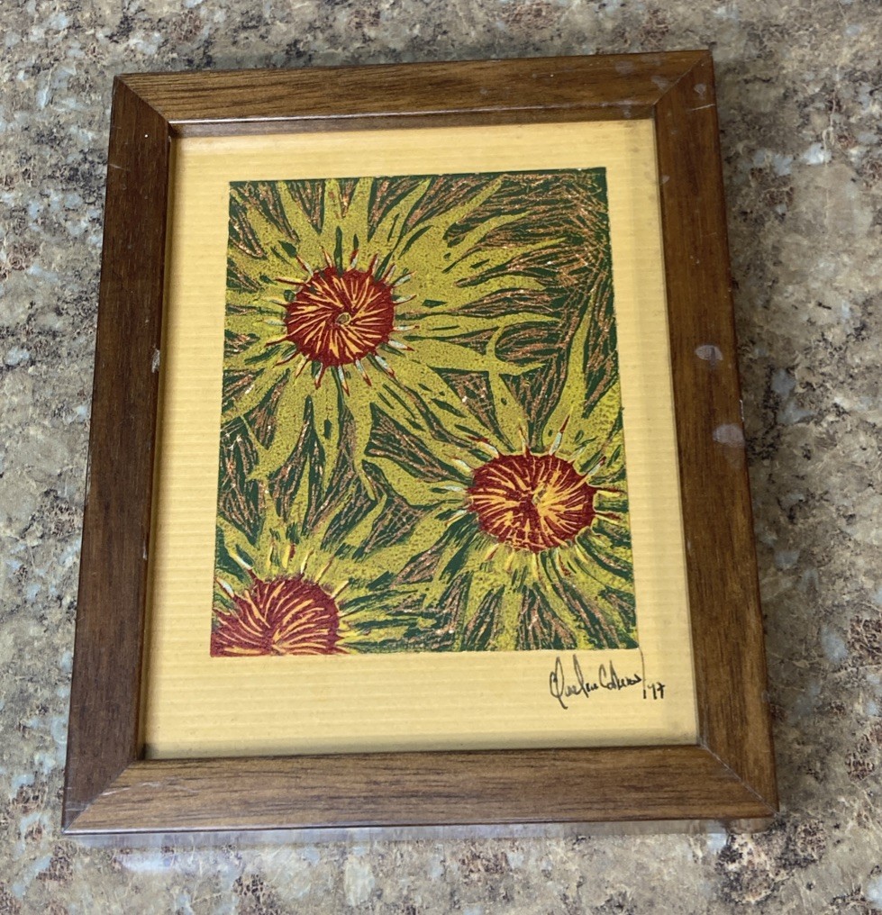 ORIGINAL HAND PAINTED FLOWERS – FRAMED AND SIGNED BY ARTIST