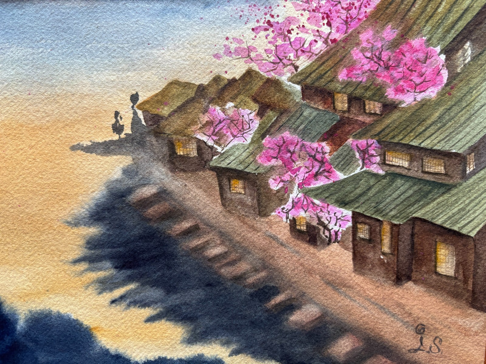 Chinese Original Watercolor Paintin Landscape Art Home Decor 12*16 Oriental Art
