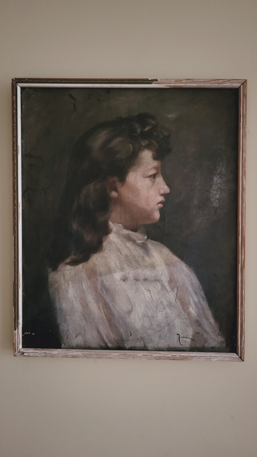 Antique Oil on Canvas Painting, Portrait of a Lady