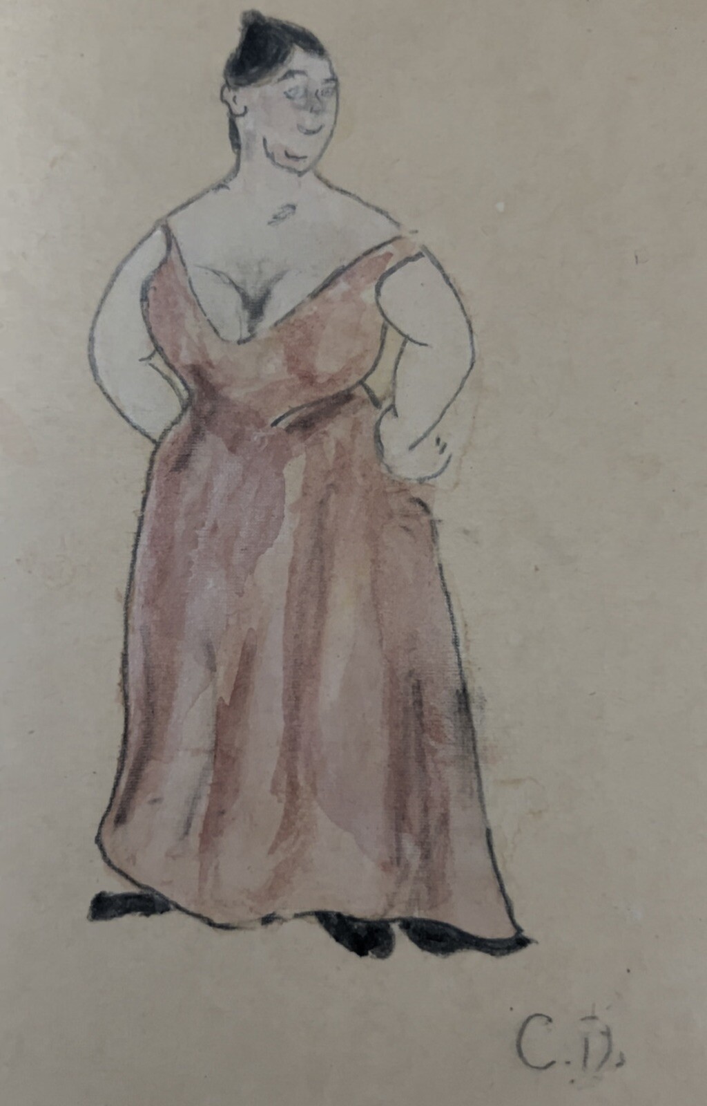 Charles Demuth, Lancaster, Pennsylvania, 1883-1935, “Woman In Pink,” 8×10”
