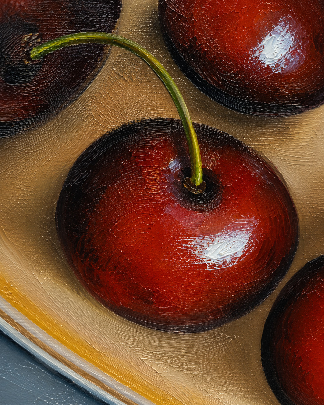 Original Oil Painting Red Cherries Still Life Canvas Art Kitchen Wall Decor