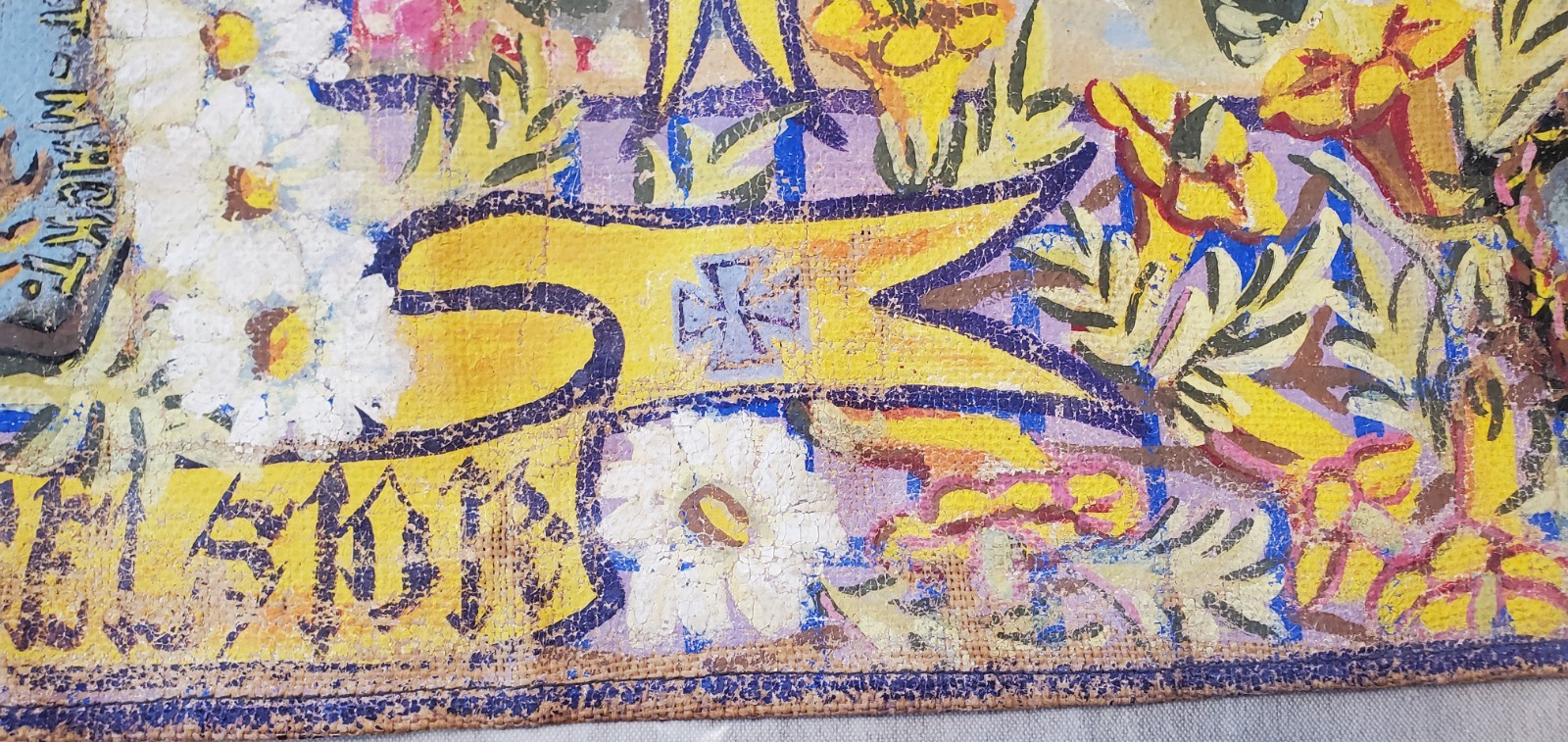 Original Ornate Textured Oil On Canvas: Hildebrandt Coat of Arms Banner 1934
