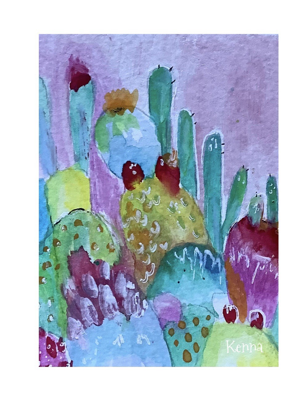 ACEO Painting By Kenna 2.5”” X 3.5” Cactus Signed Original ÀTC