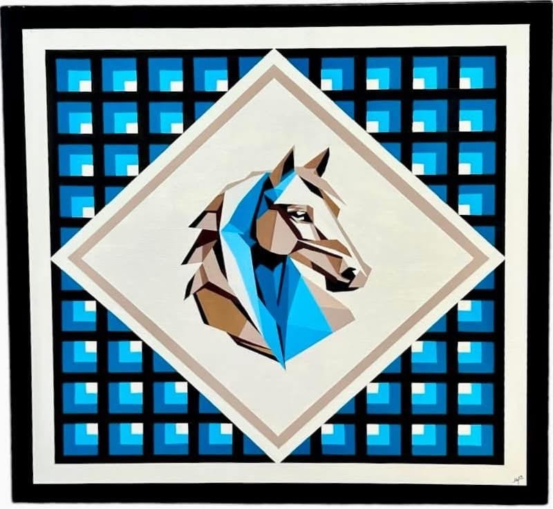 Home decor barn quilt wood – Blue Horse
