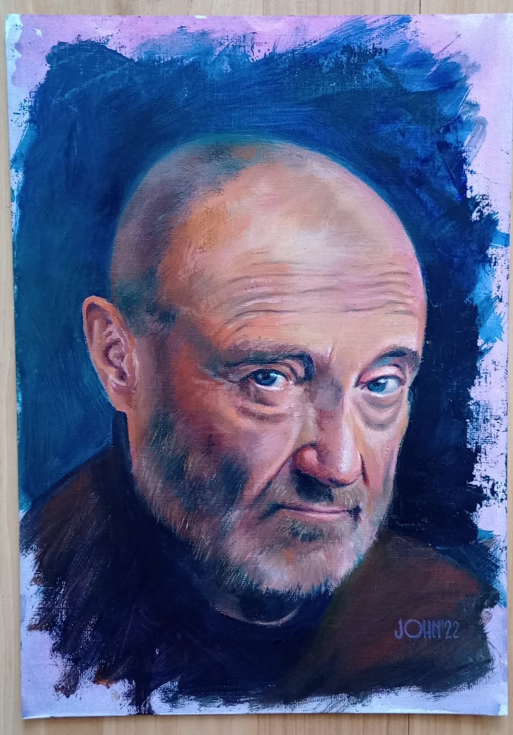 Phil Collins. Head study Portrait Original Oil Painting by John Charles Thompson