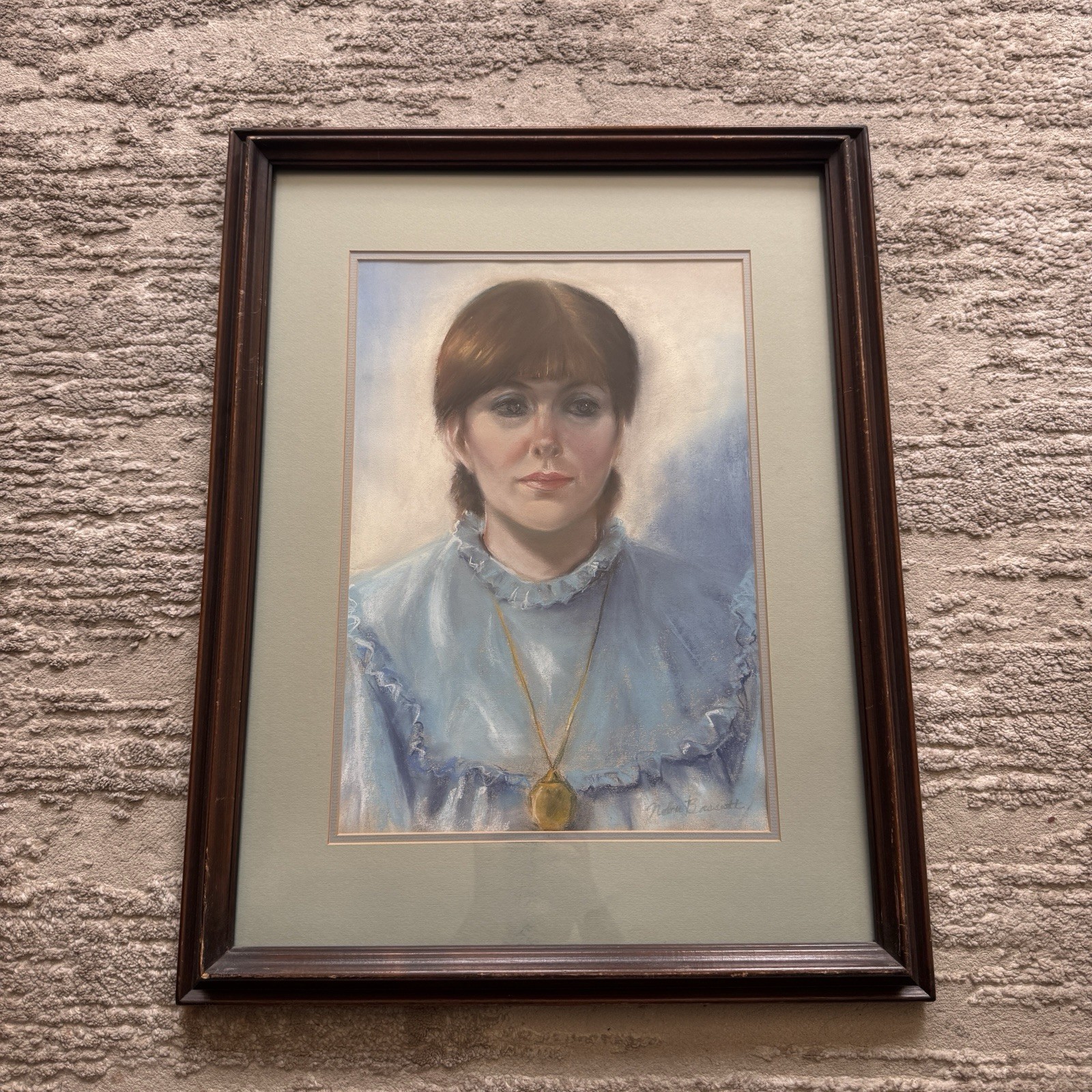 Vintage Nobuko F Bassett Portrait Pastel Painting Woman LC New Mexico Framed