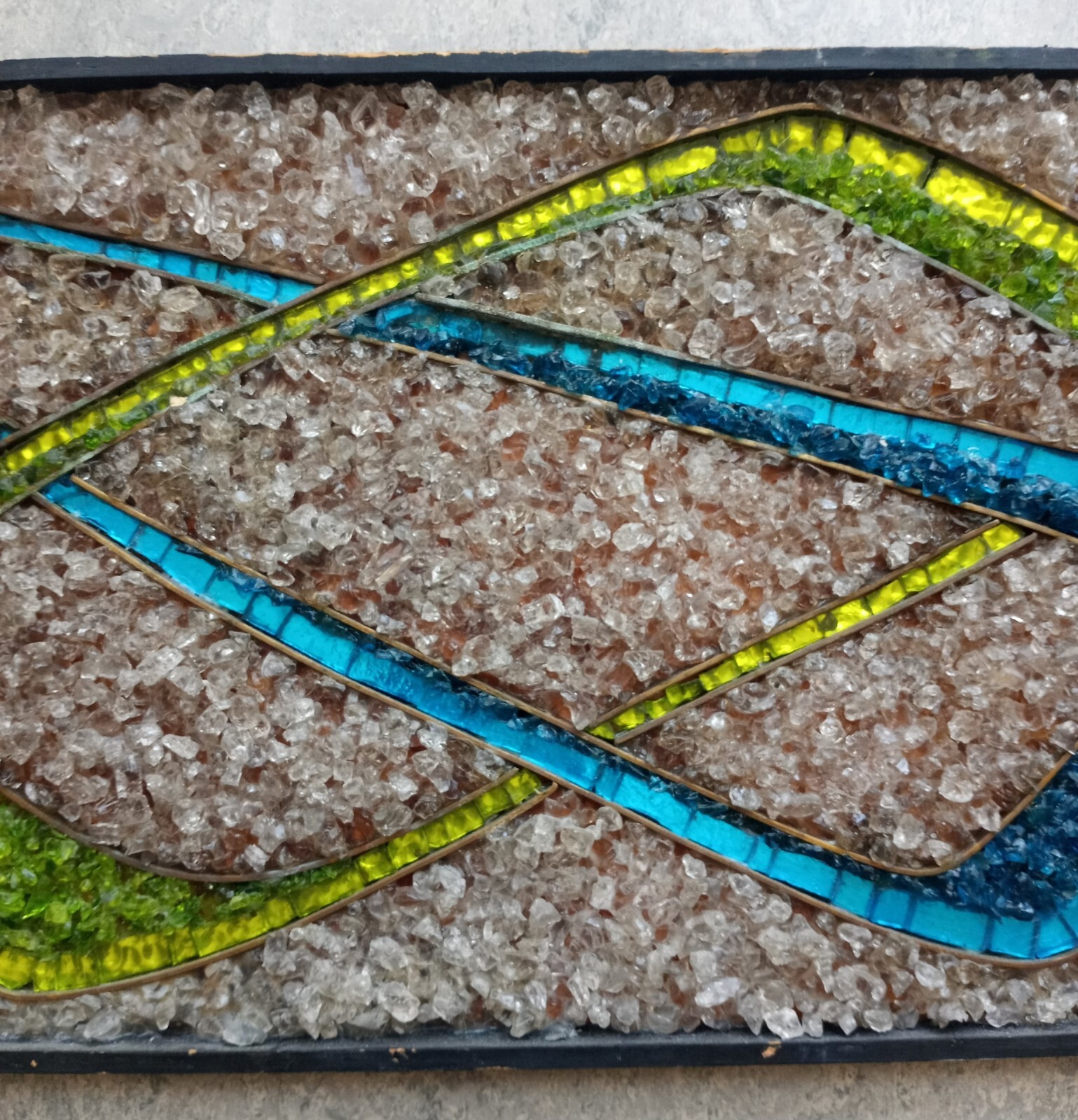 Mosaic Picture Glass Art Abstract Composition Mid Century American
