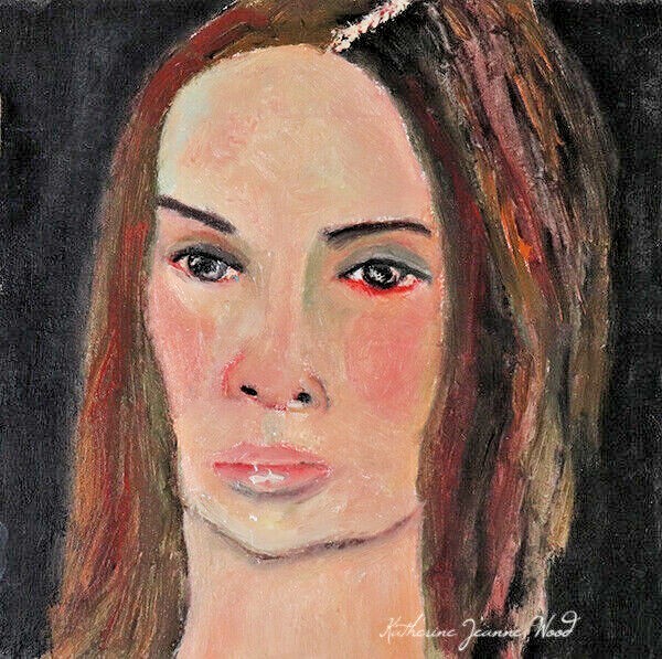 Original Acrylic Woman Portrait Painting 6×6 Expressive Art Miz Katie