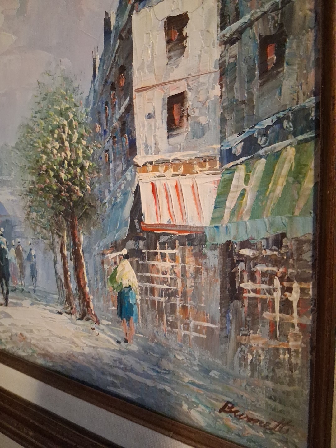Vintage Burnett Paris Street Scene Fine Art Oil On Canvas Painting Framed