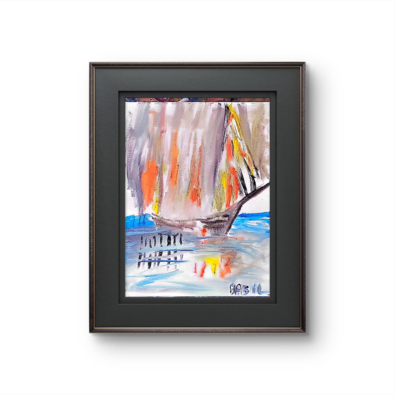 Ship Burning Abstract Expressionist Original Painting Canvas 11×14