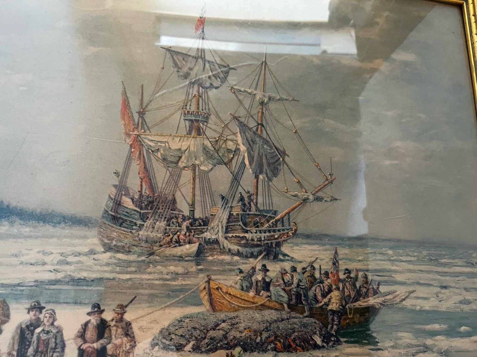 VINTAGE LARGE NICE PRINT SHIPES PORT