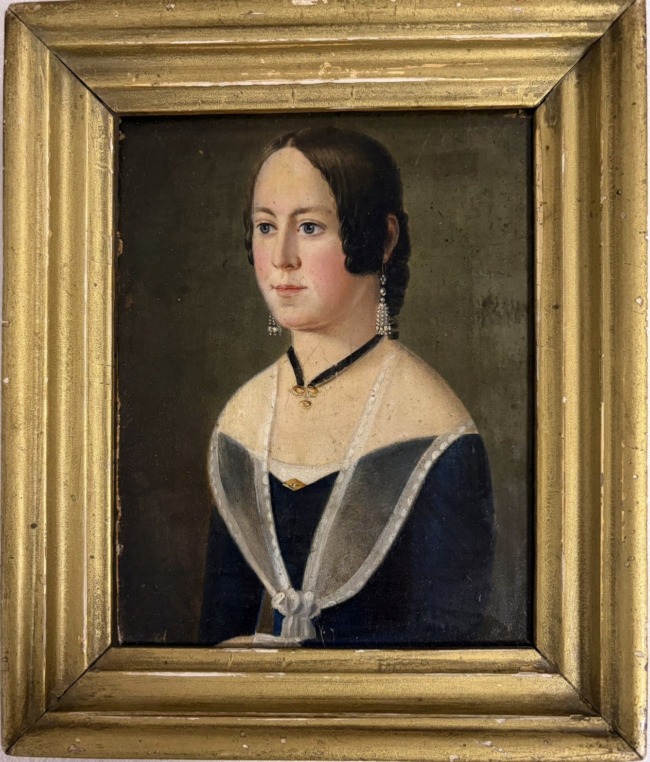 C J Weil ( Mid 19TH Cen-ry) : Portrait Of A Young Lady , Oil On Panel , 1844