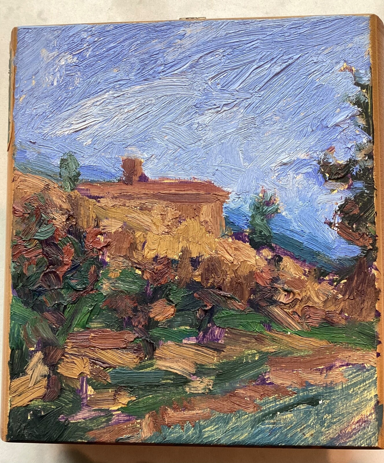 Thomas H. Redfield Jr. Oil Painting on Cigar Box
