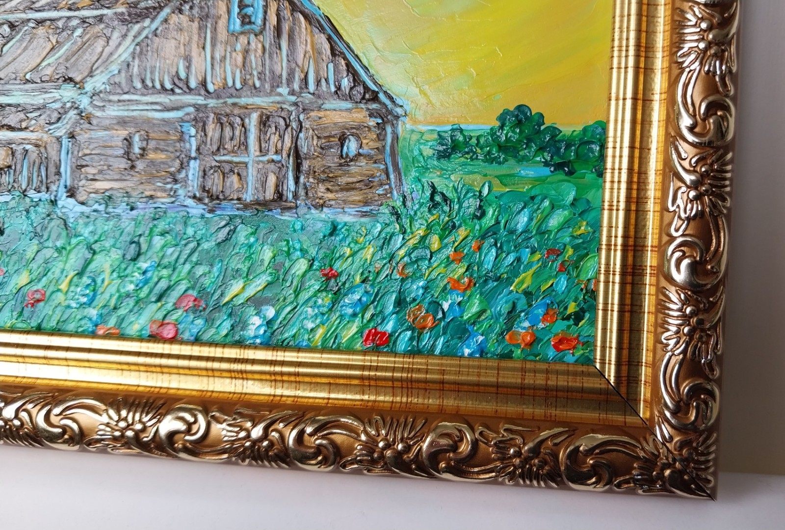 Framed Old Barn Art Countryside Sunset Rural Landscape 4×6 Oil Painting Original