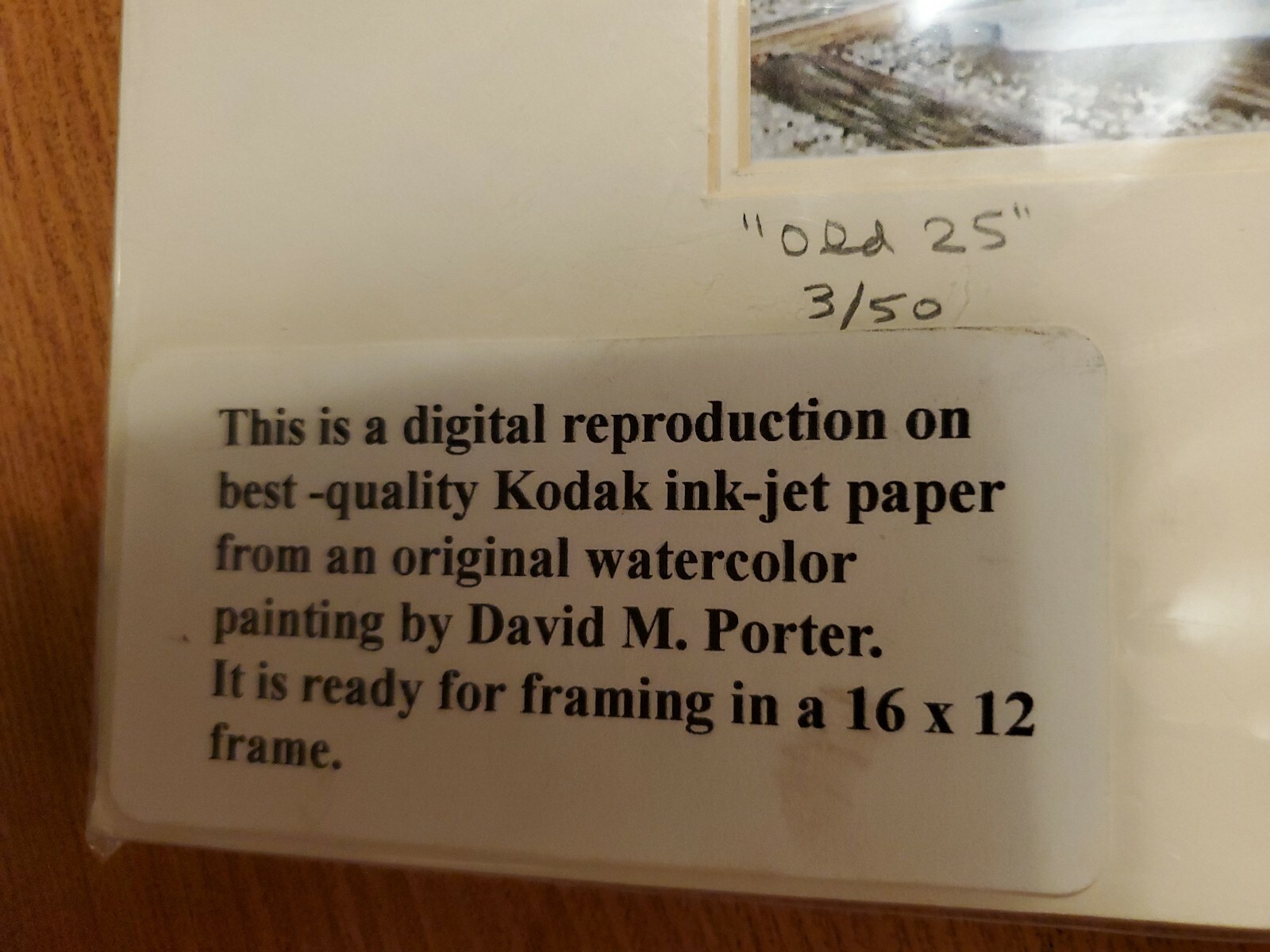 DAVID M.PORTER 2006 DIGITAL REPRODUCTION OF ORIGINAL WATERCOLOR PAINTING