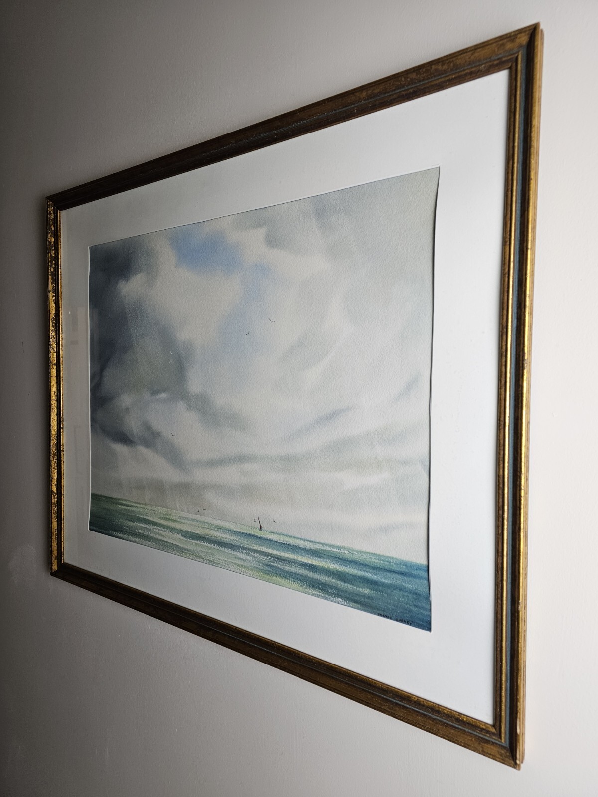 Large Vintage Original Signed Thomas Currey Painting 32×27 Framed Landscape Art
