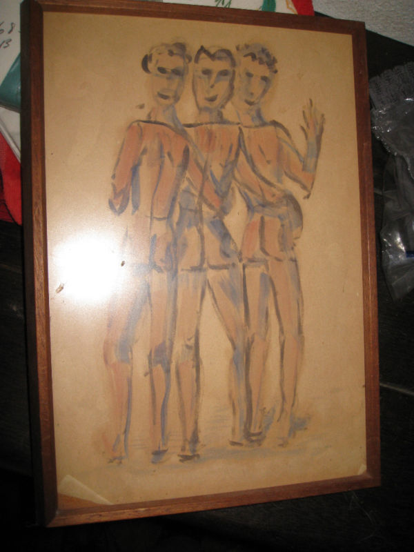 Signed dated Original Paul 1942 Painting Three Figures