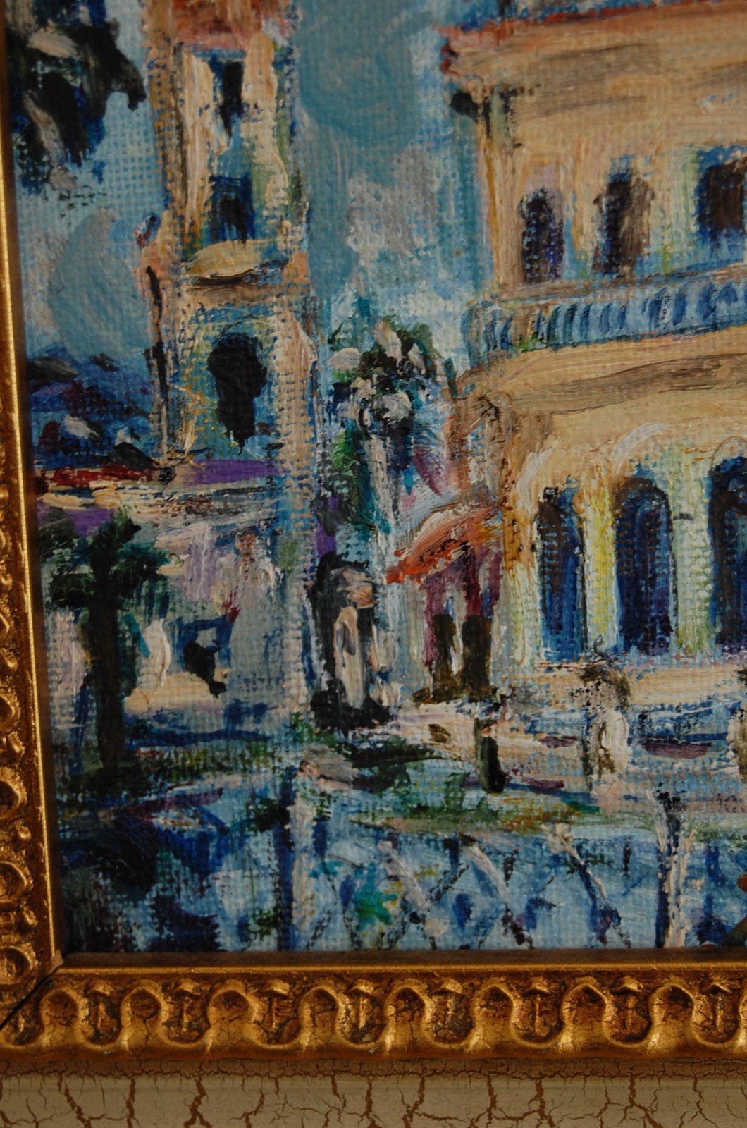 FRAMED ORIGINAL OIL COLONIAL BUILDING SCENE OLD TRINIDAD CUBA SIGNED HECTO VIDAL
