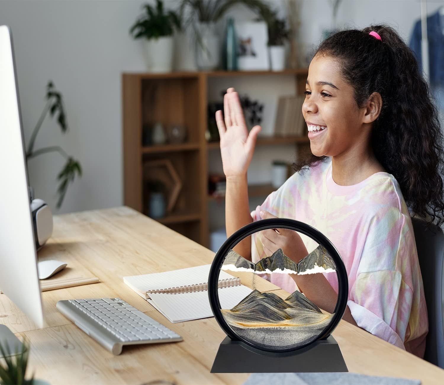 Kinetic 3D Sand Art Picture: 360-Degree Rotatable Ocean Decor for Your Desk