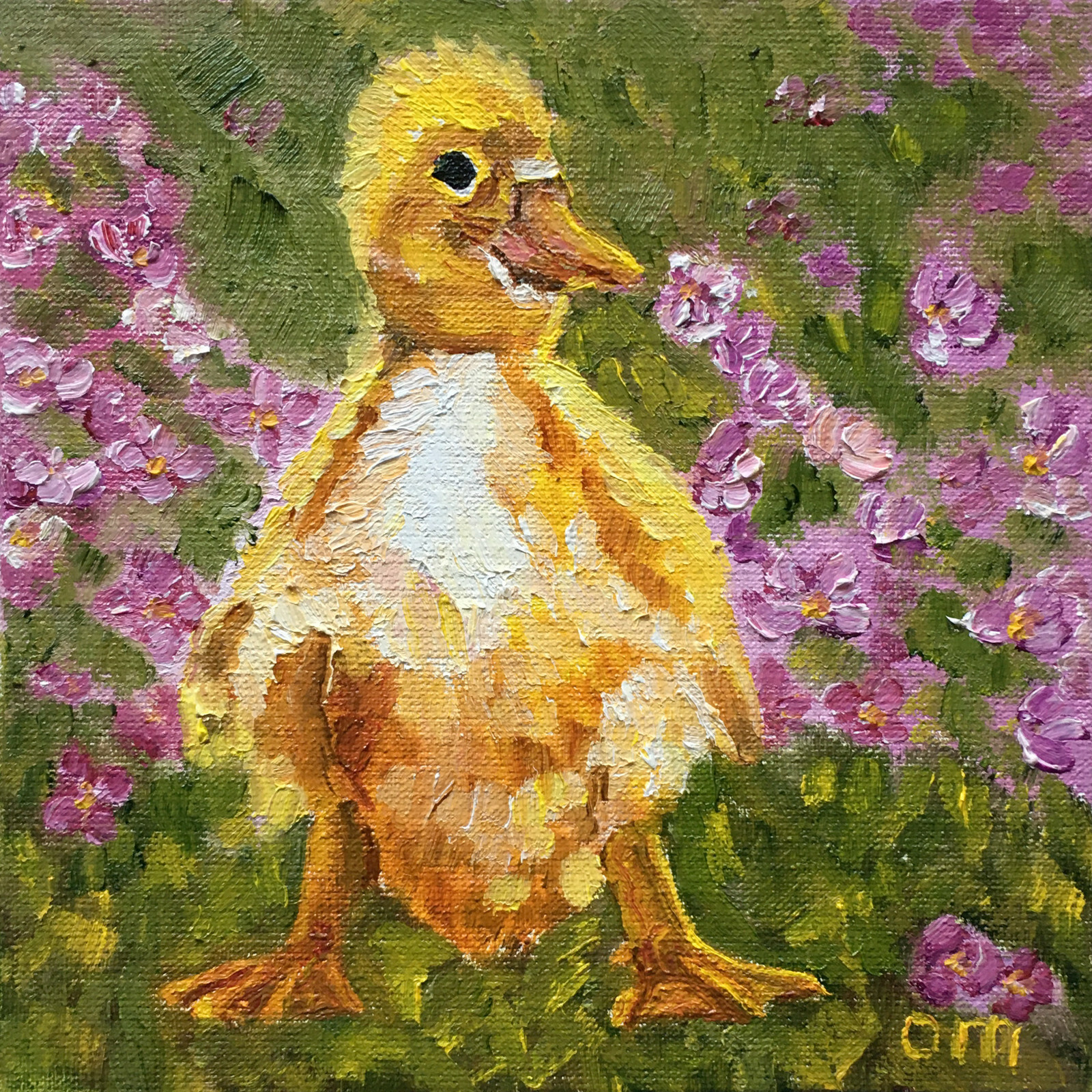Duckling Painting Duck Original Art Bird Artwork Farm bird Oil Painting