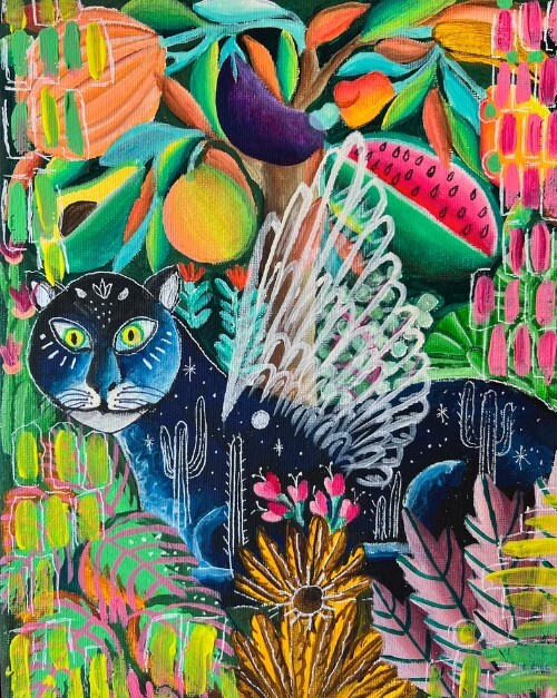 Panther inspired by Gabriel Alix original painting maximalism art