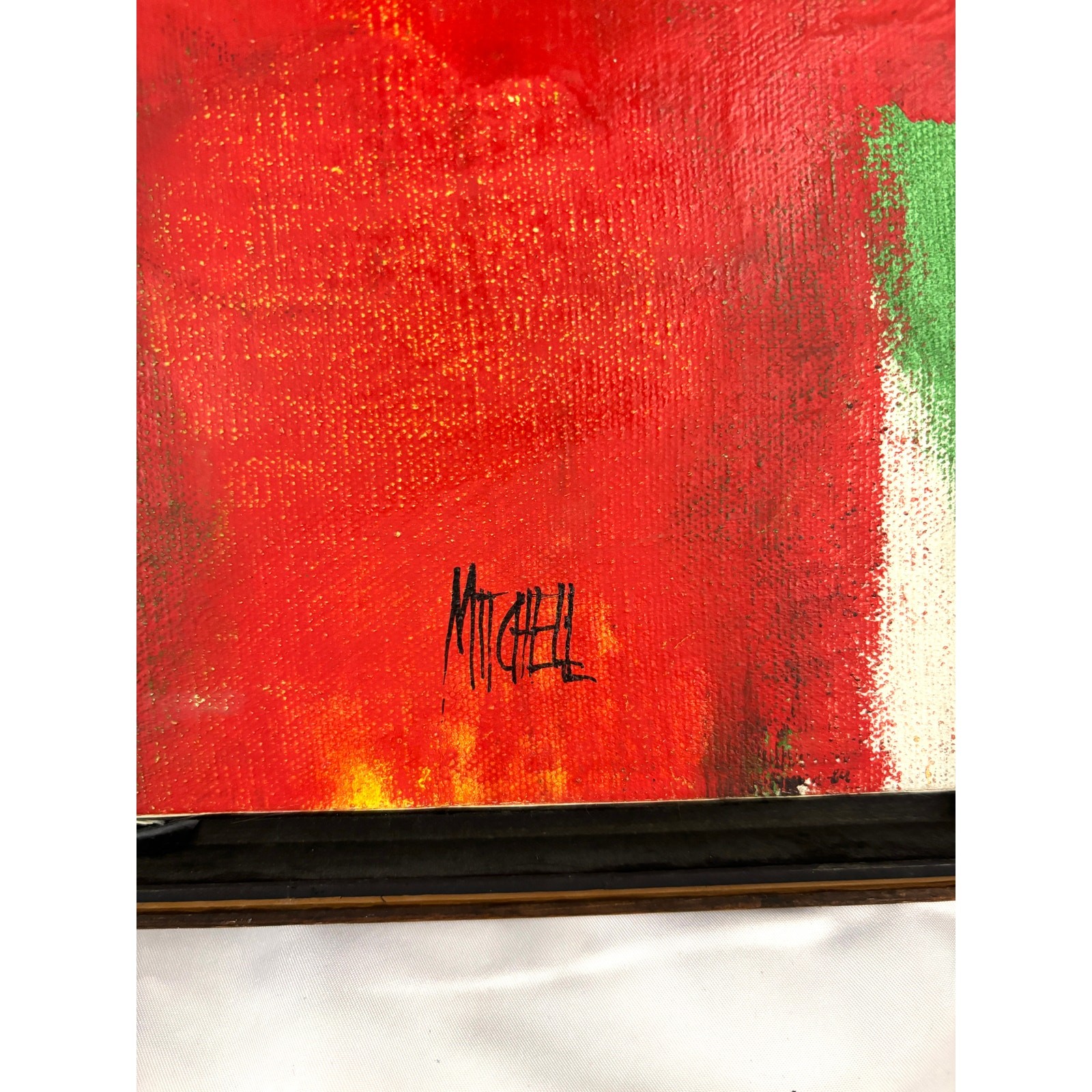 Vintage Abstract Expressionism Acrylic Painting 13″x17″ Artist Signed Mitchell