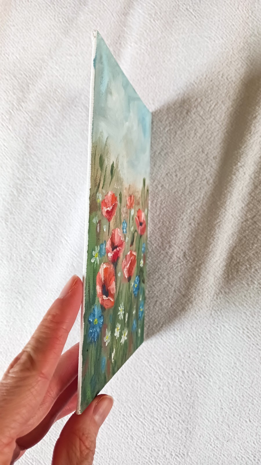 Wildflowers ORIGINAL Oil Painting Vintage Floral Poppy Flowers 5″x7″