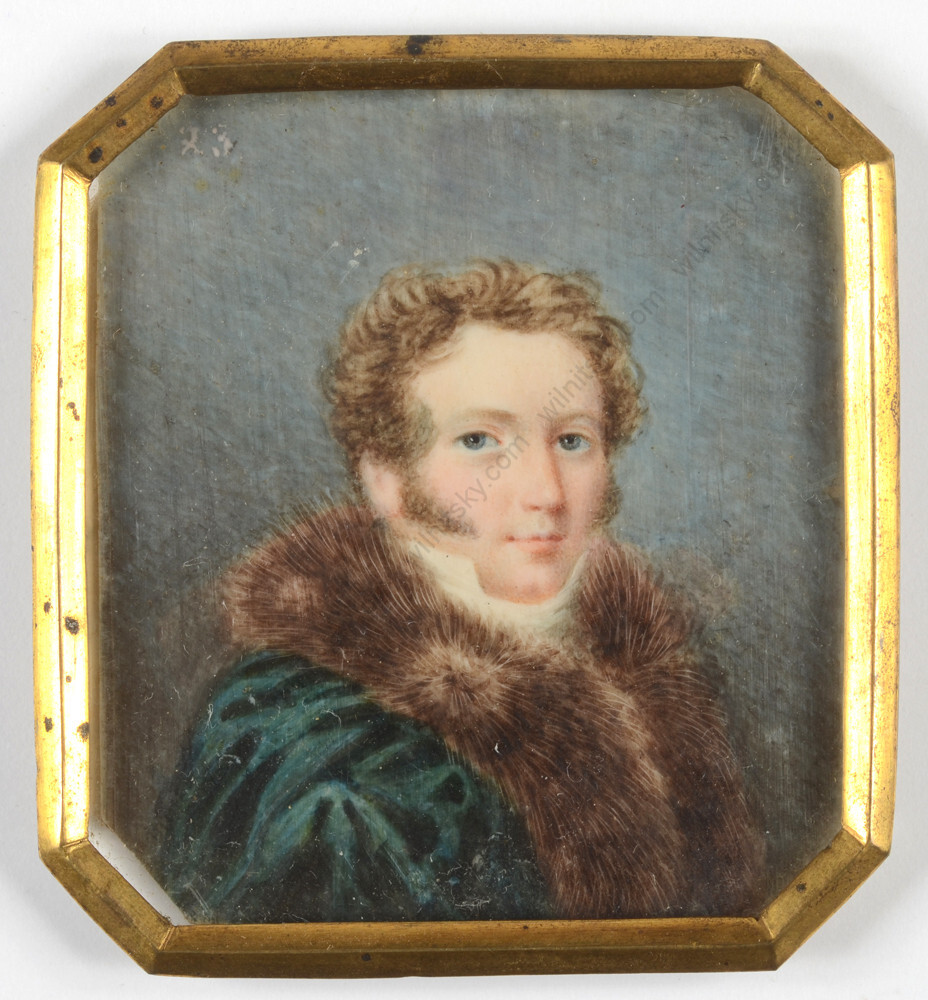 Andrzej Jozef Hintz (1790s-aft.1842)-? «Gentleman in fur-lined coat», miniature