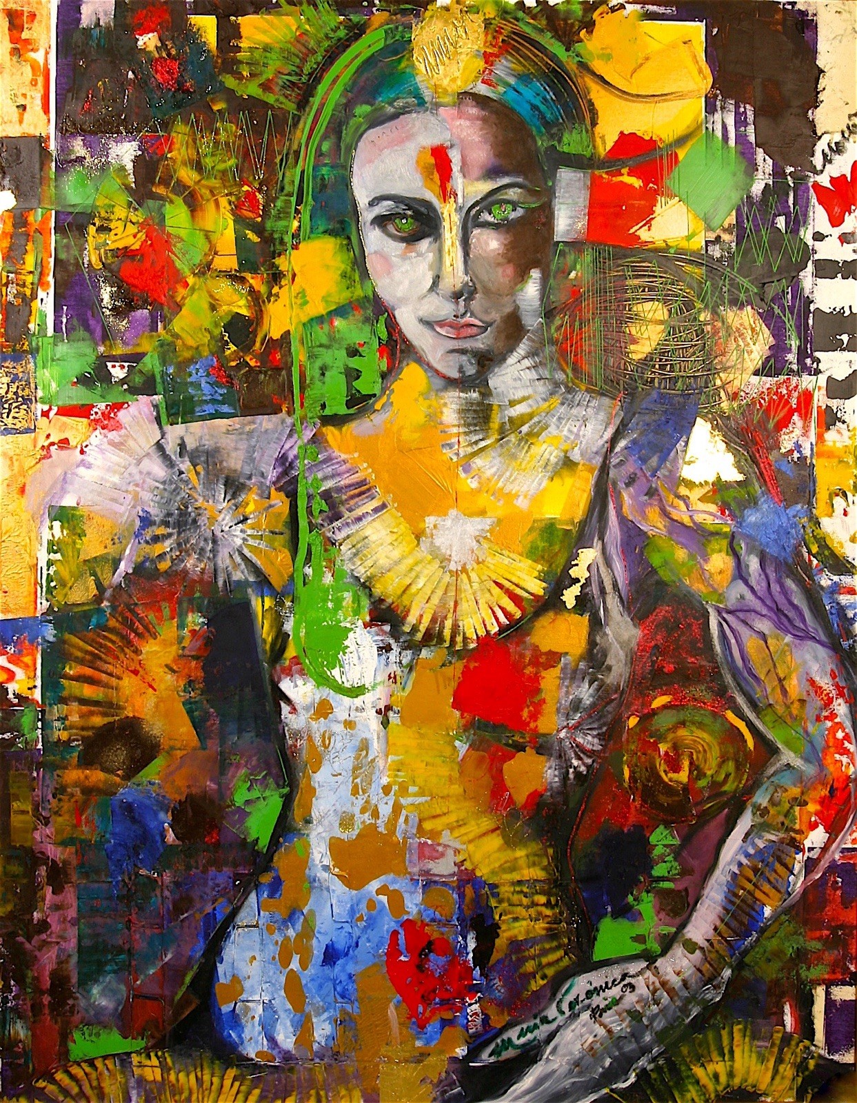 Original Acrylic Portrait Siggned Maria Veronica Leon 2003 Titled “ Your Power”