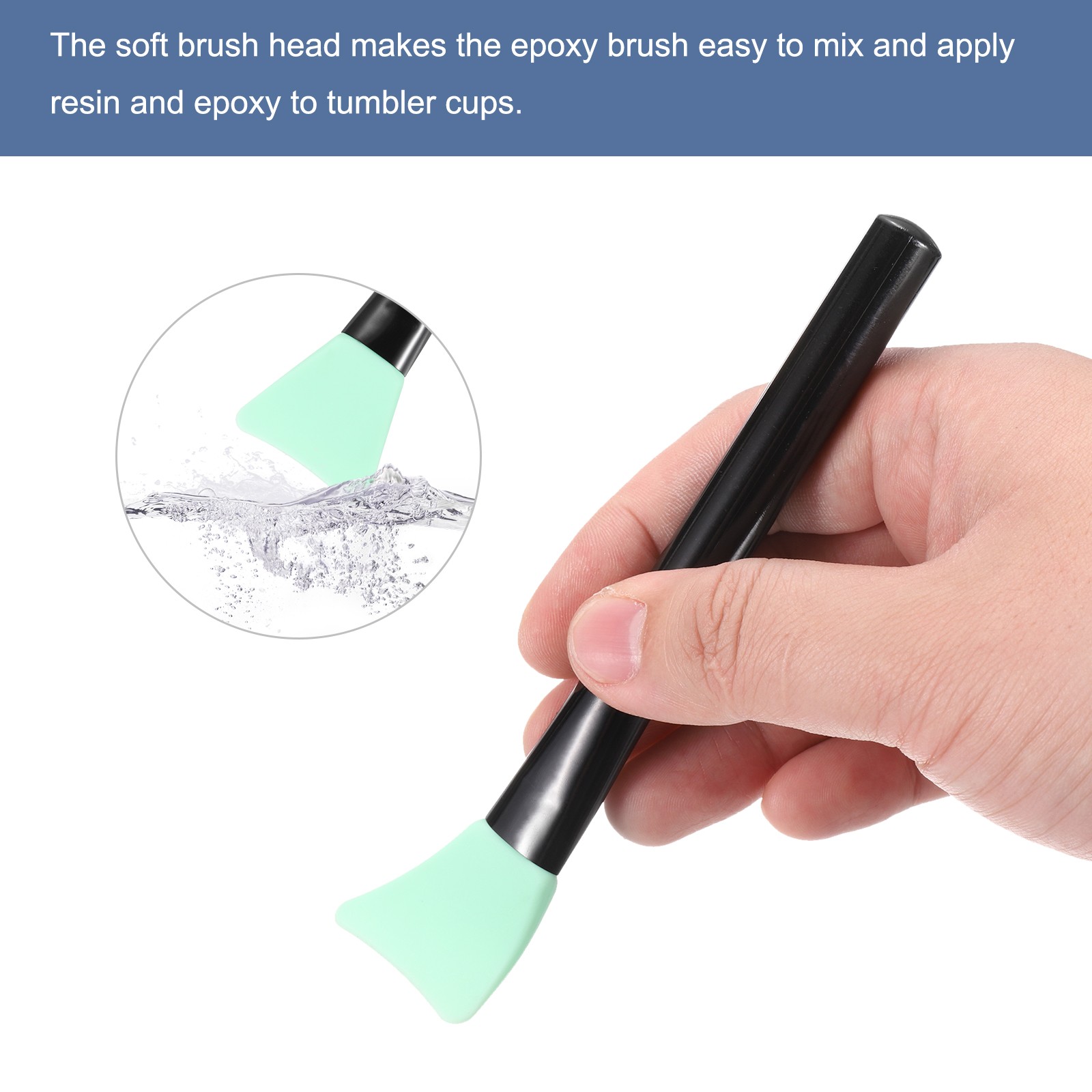 Silicone Epoxy Brushes Blue Applicator DIY Brush, Pack of 6