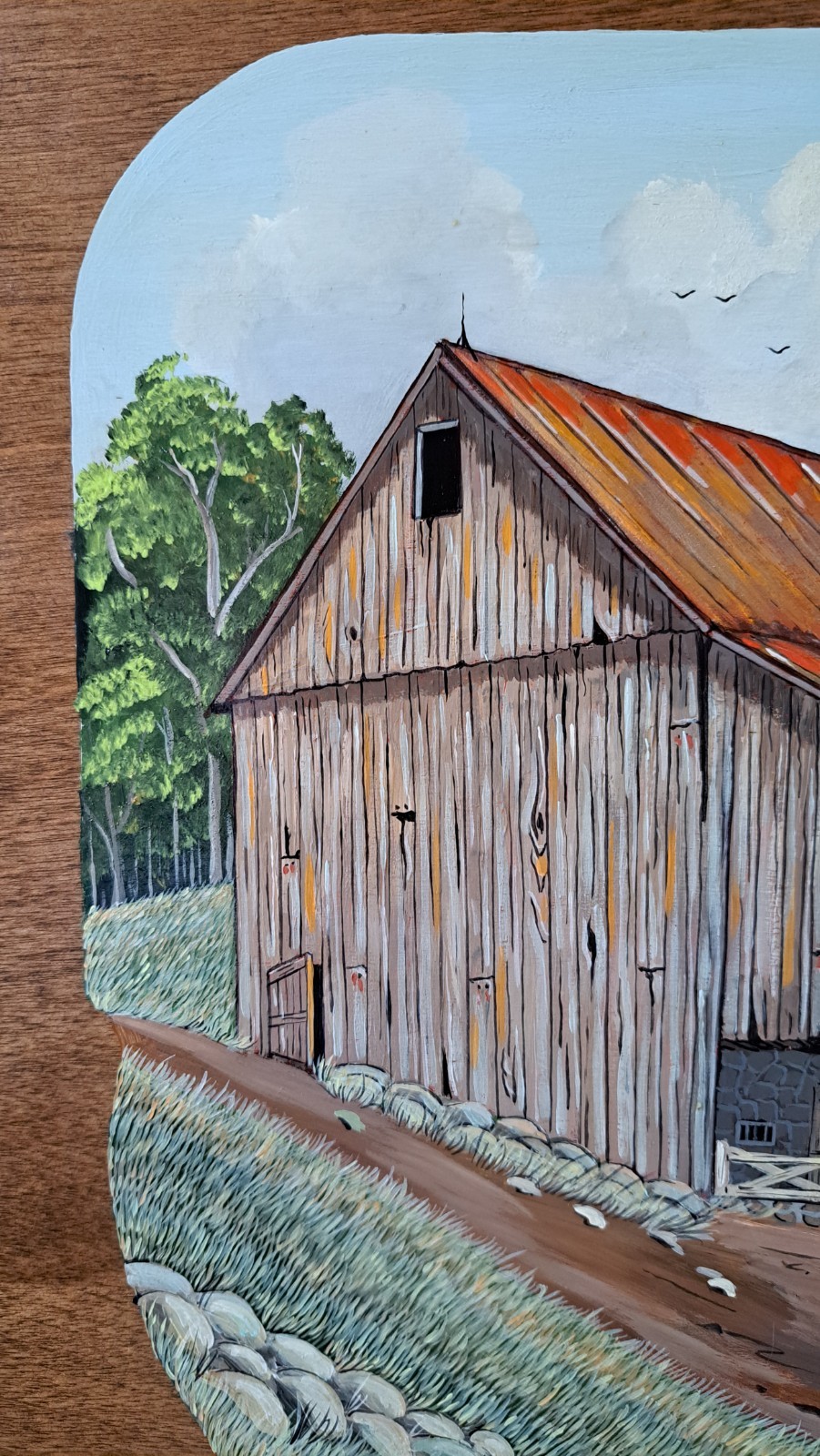 Dick Wilson Pennsylvania Bank Barn Painting on Wood Original Art Signed Vintage
