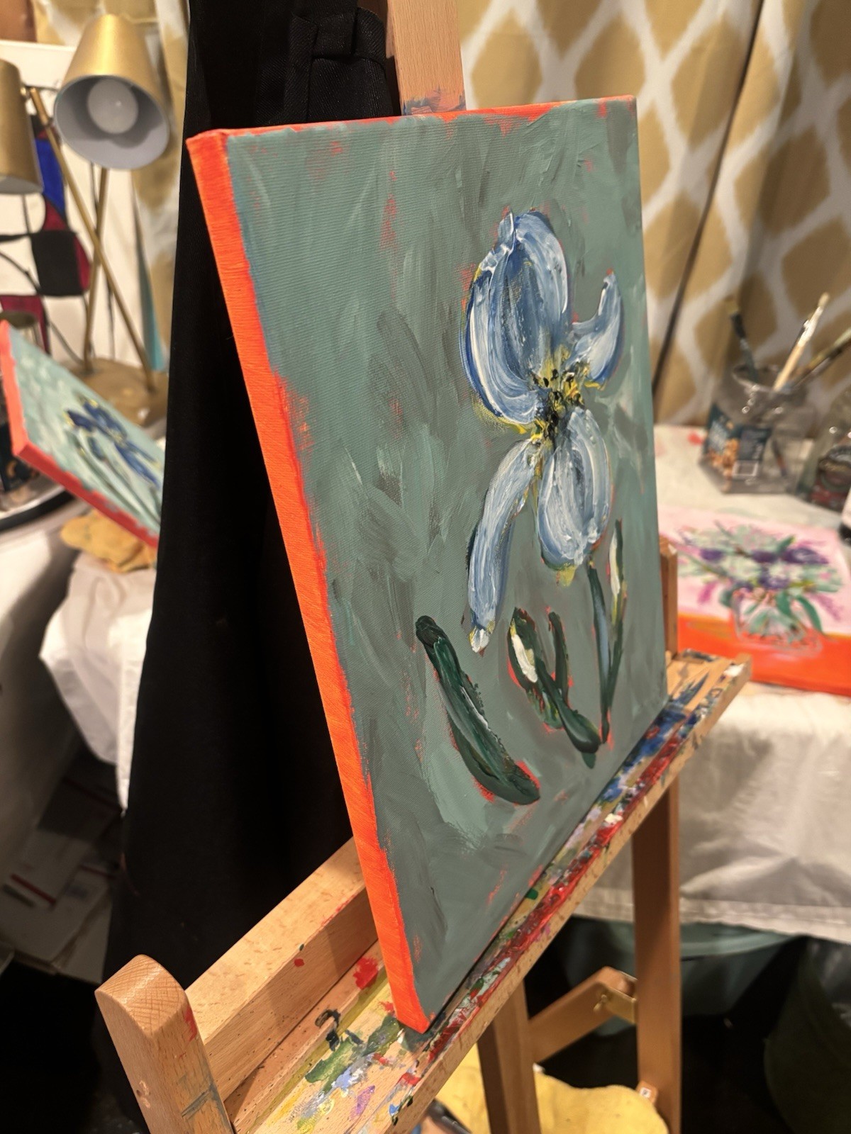 Original Art Signed 11×14 Expressionism Painting Flowers Unframed Art