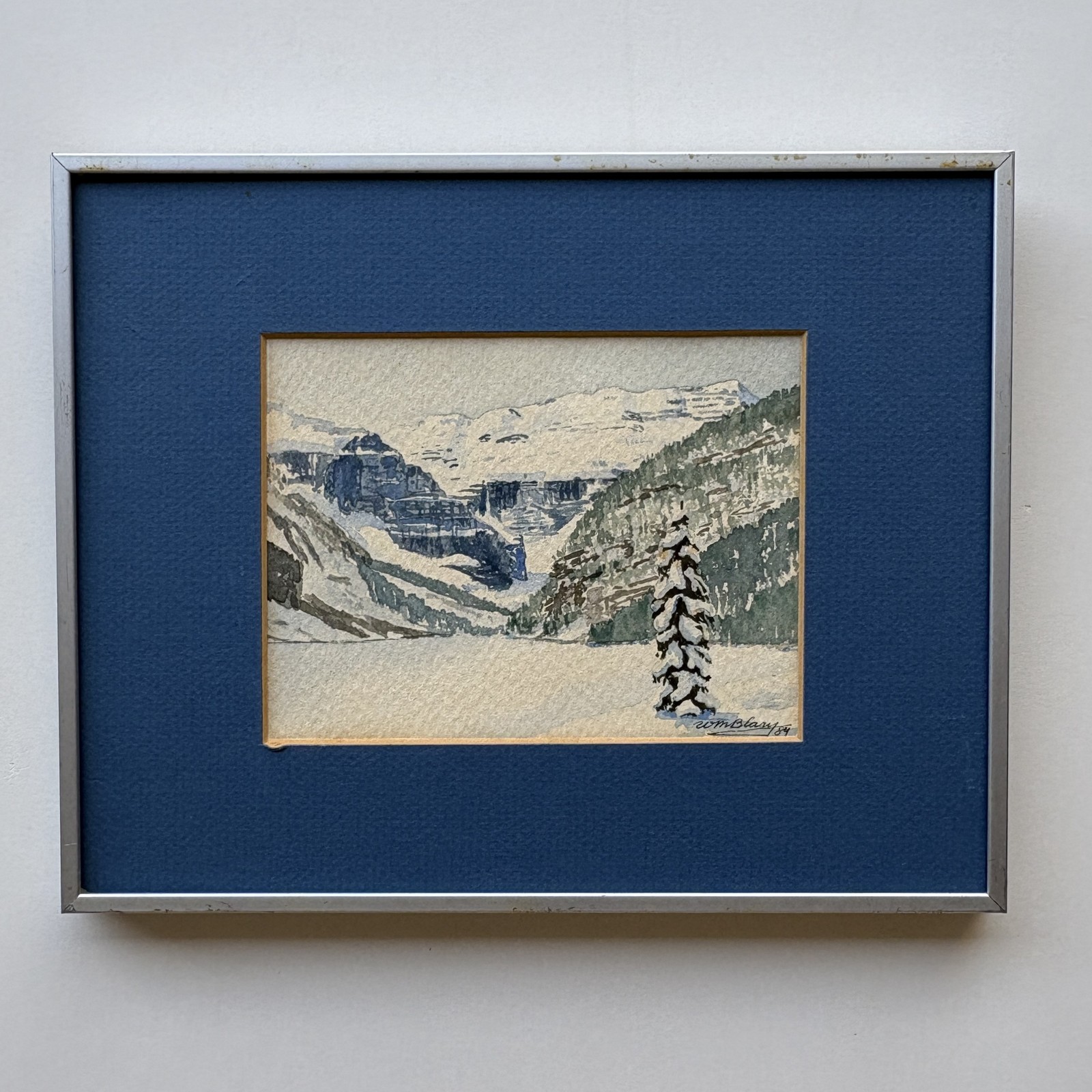 Original Mieke Blary Watercolor Painting Lake Louise Canada Banff Signed 1984