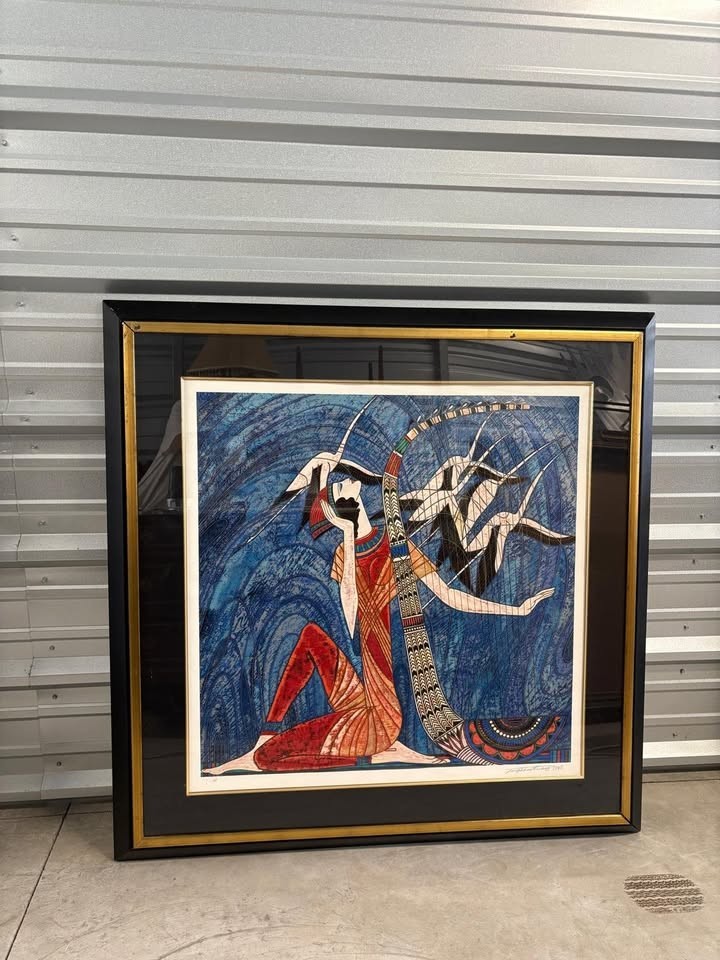 Vibrant MCM Figurative Lithograph, Artist’s Proof by Ting Shao Kuang, “Song of F