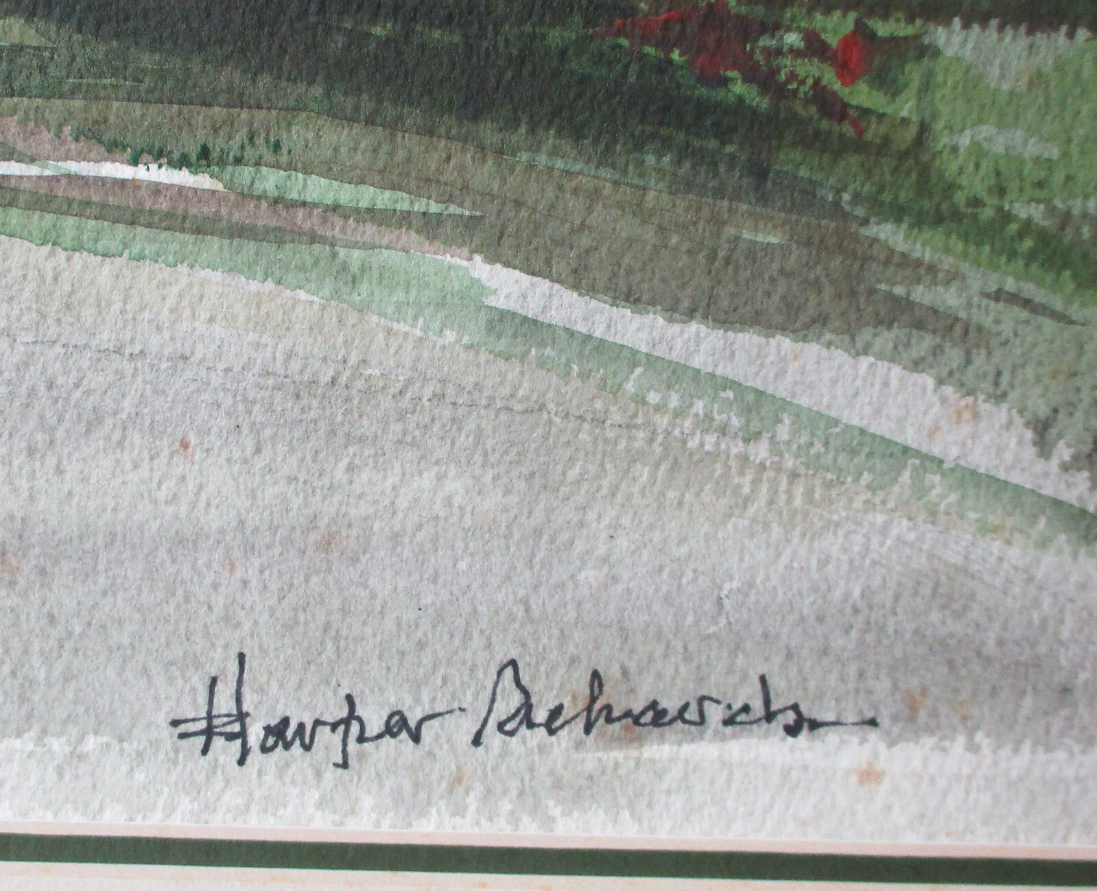 SIGNED VINTAGE WATERCOLOR BY H SCHARSCH Mt. Ranier 21 1/2′ x 26 1/2″ Matted