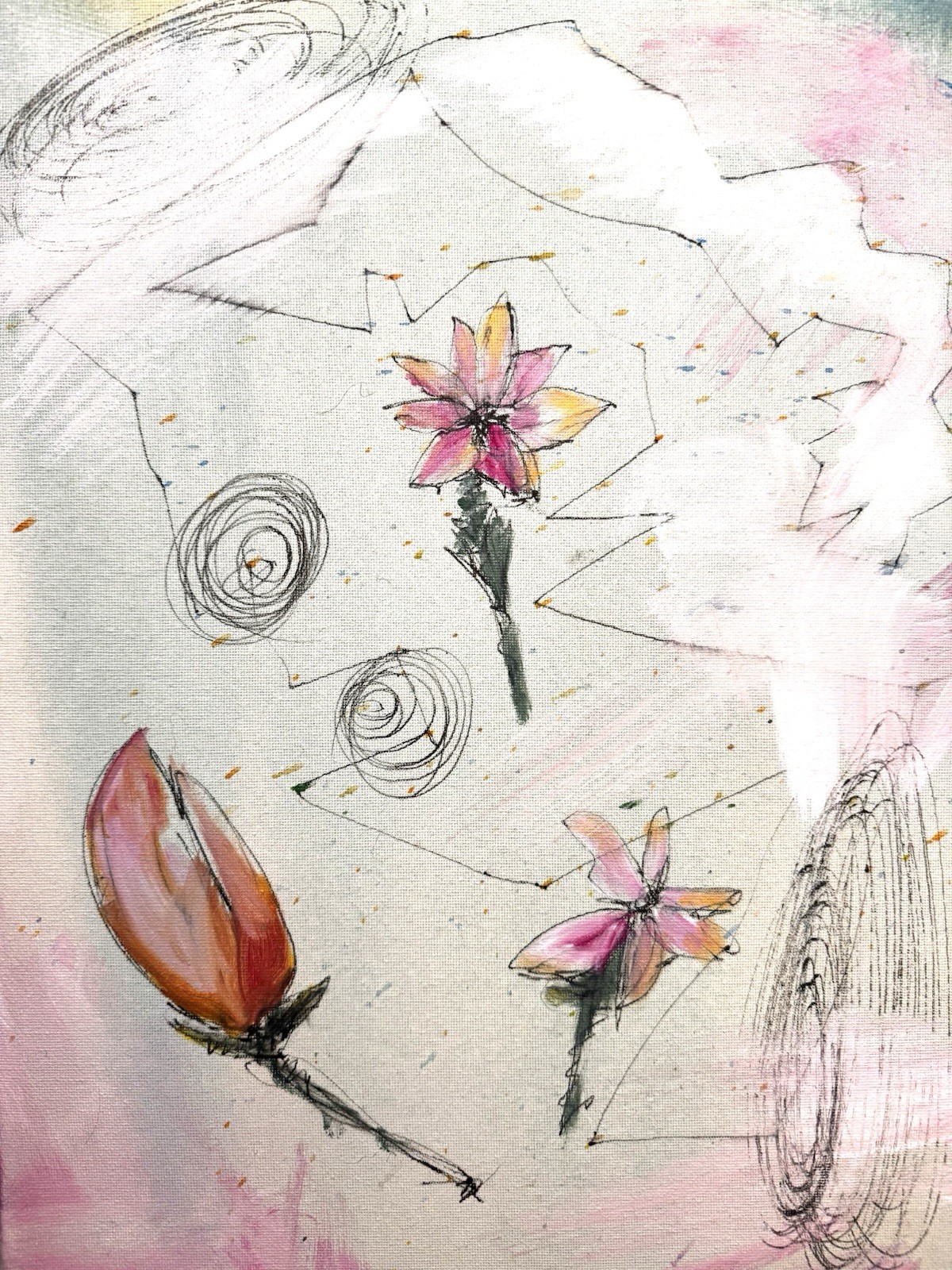 Original Abstract 12×16 Flowers Expressive Handmade Signed Unique Wall Art 499