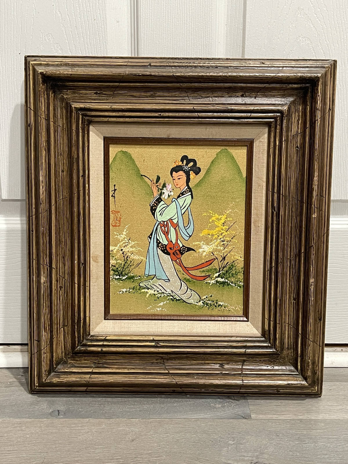 Original Oil On Canvas Mau Ling Chinese Girl Colorful Painting – 18.5” x 16.5”