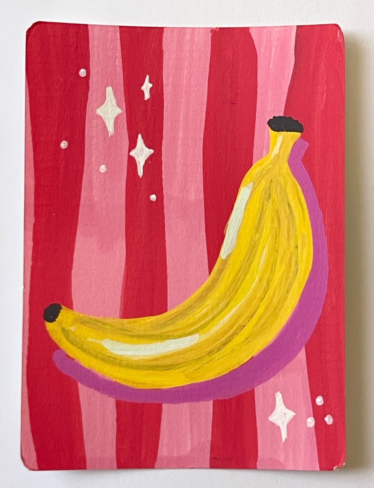 OOAK Original ACEO Banana Painting Tropical Fruit Art Card