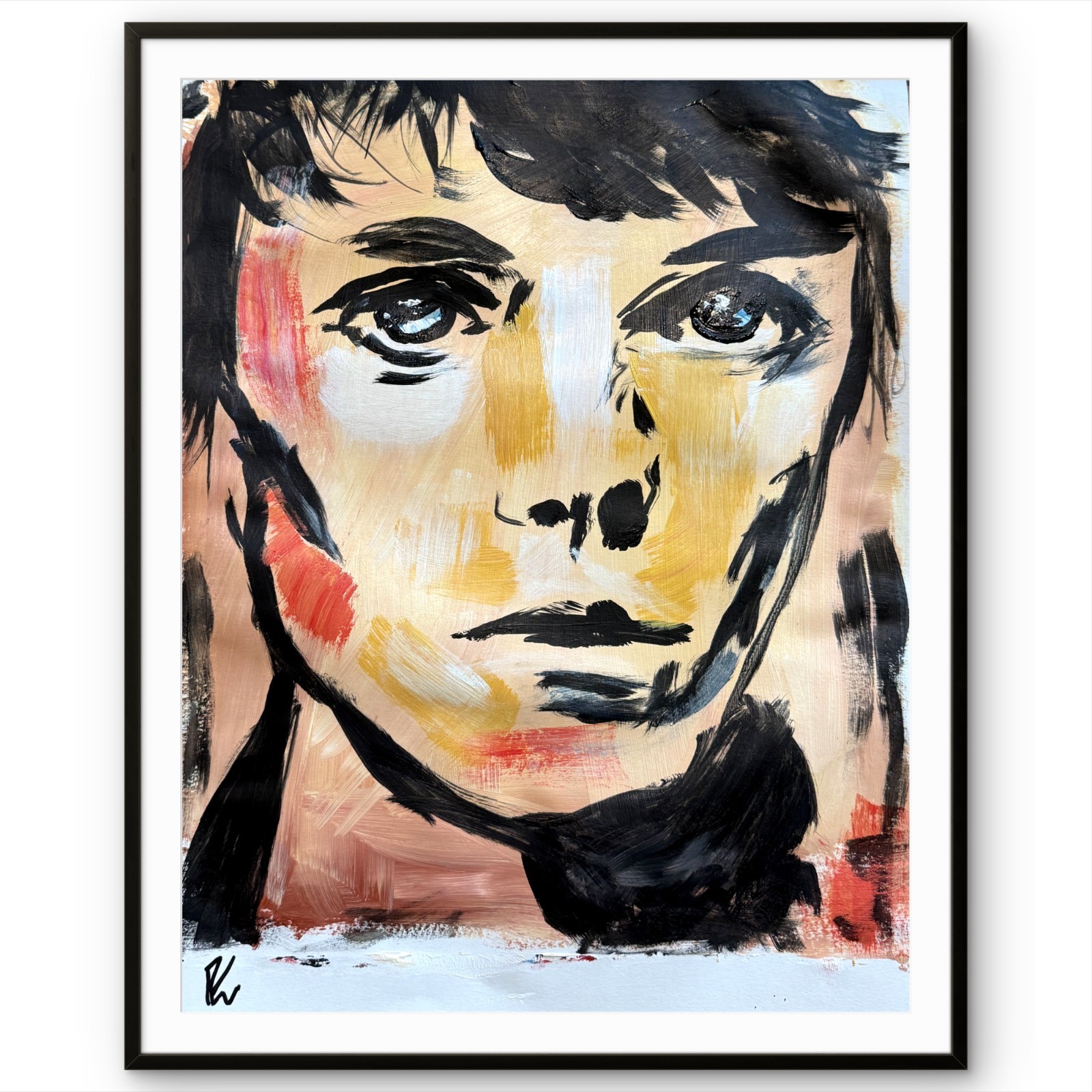 Original 11×14 Expressionist Hand Painted Signed Acrylic Paper Art Heeding Boy