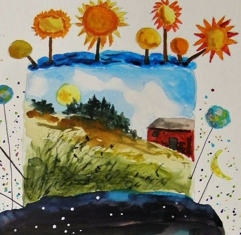 Original Bakery Sketch Cake Food Watercolor Impressionism