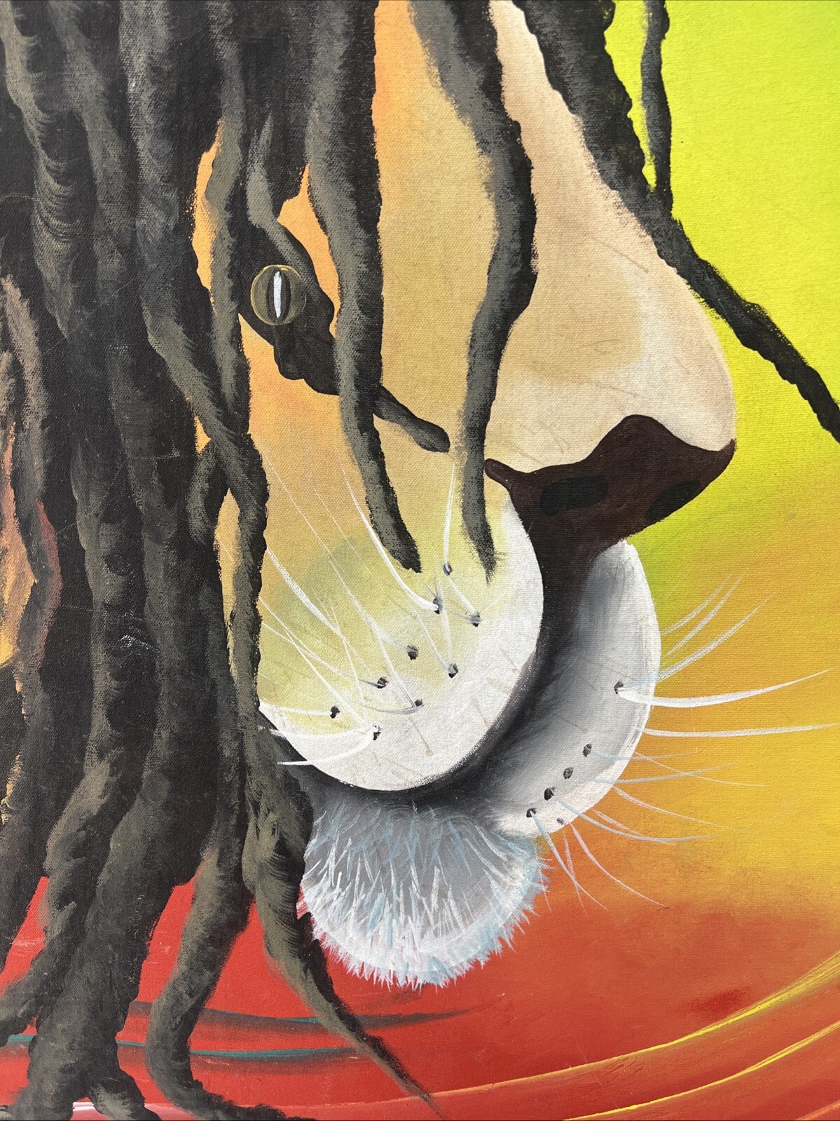 Bob Marley Artist Signed Original Painting Canvas Haitian Artist Rasta Lion Zion