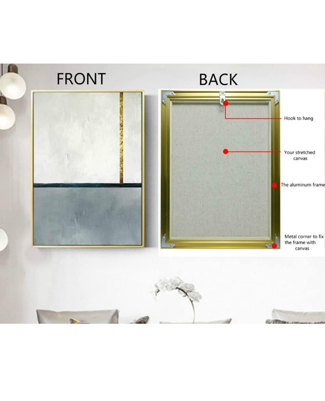 DIY Metal Floating Frame for 18X24“ Canvas Painting Art,1 1/2″(3.8cm) Depth,…