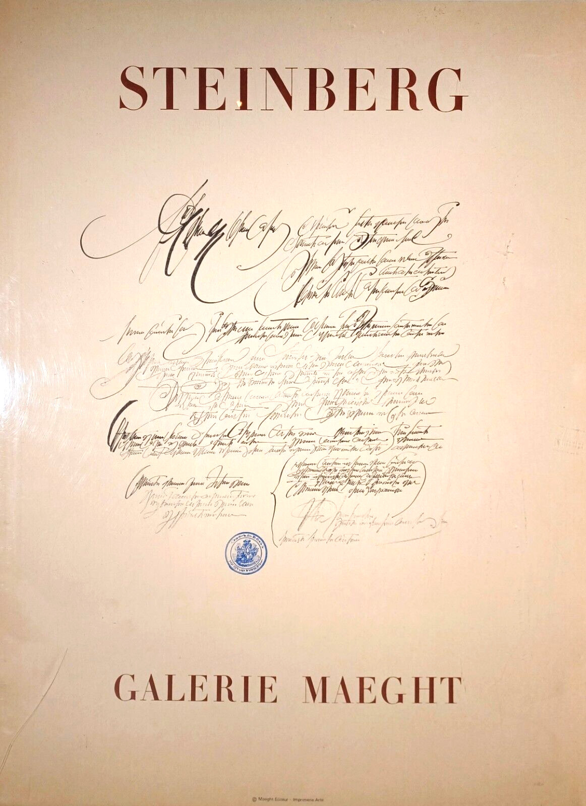 1970 LISTED AMERICAN SAUL STEINBERG GALERIE MAEGHT LE LITHOGRAPH ‘DIPLOMA’