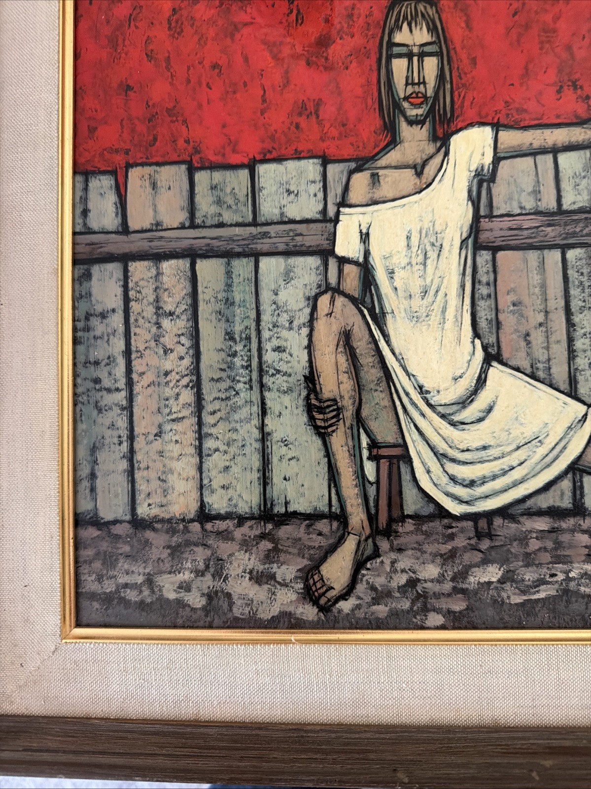 Philip Perkins Original Art Work (1907-1970) Women w Laundry 1962 Oil on Board