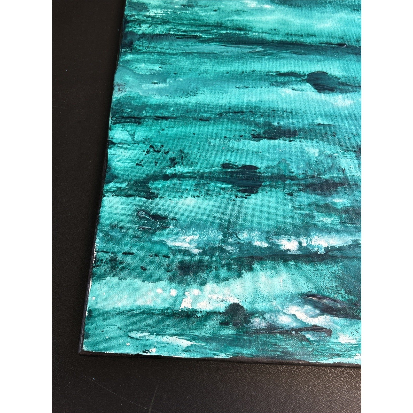 Canvas Painting 16 X 20 Acrylic Hand Painted Green Signed Titled Tranquility